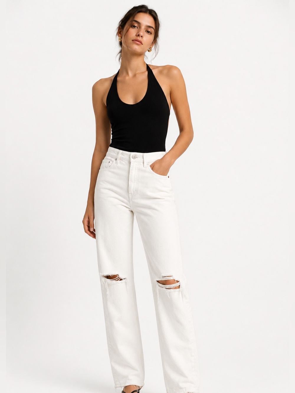 Zara White Denim Jeans